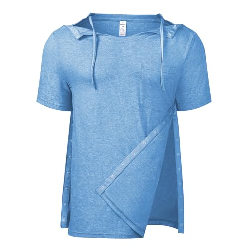 Herren-Hemd, kurzärmelig, anpassungsfähig, mit Schnappverschluss für Schultererholung, Rotatorenmanschette, Chirurgie, Blau, L Herren-Hemd, kurzärmelig, anpassungsfähig, mit Schnappverschluss für Schultererholung, Rotatorenmanschette, Chirurgie, Blau, L von Codida