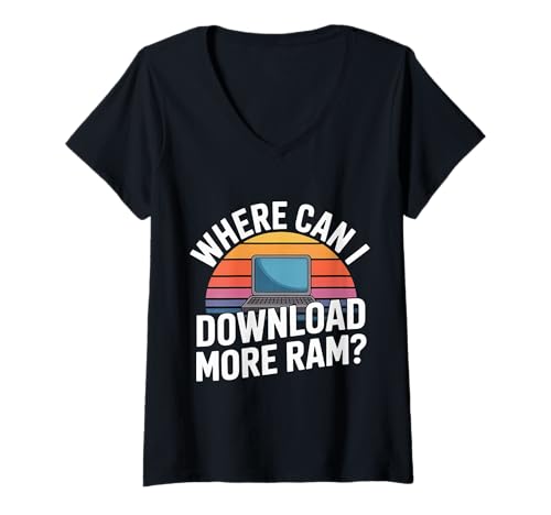 Damen Where Can I Download More Ram Computerprogrammierer - T-Shirt mit V-Ausschnitt Damen Where Can I Download More Ram Computerprogrammierer - T-Shirt mit V-Ausschnitt von Codierer -Programmierer Logik Tech Gag