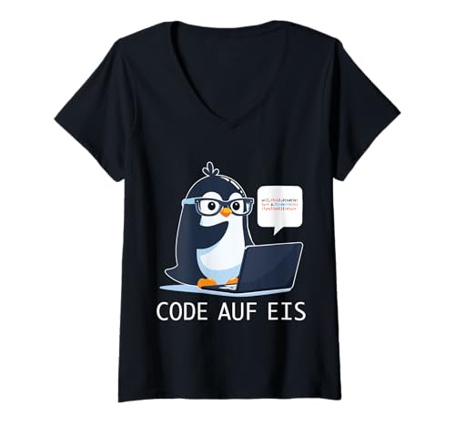 Damen Programmier-Pinguin Lustiges Entwickler Nerd Fun PC Motiv T-Shirt mit V-Ausschnitt Damen Programmier-Pinguin Lustiges Entwickler Nerd Fun PC Motiv T-Shirt mit V-Ausschnitt von Coding Humor Nerd Pinguin IT Entwickler Fun Design