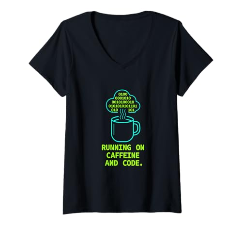 Damen Caffeine & Code – Programmierer Kaffee Merch T-Shirt mit V-Ausschnitt Damen Caffeine & Code – Programmierer Kaffee Merch T-Shirt mit V-Ausschnitt von Coding Lifestyle – Nerd & Dev Merch