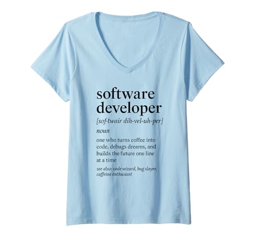 Damen Humorvolles Definition-Design für Softwareentwickler T-Shirt mit V-Ausschnitt Damen Humorvolles Definition-Design für Softwareentwickler T-Shirt mit V-Ausschnitt von Coding Passion Designs