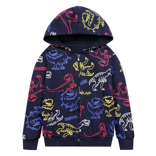 Codkkre Kapuzenjacke Jungen Sweatjacke Kinder Jungs Zip Up Hoodie Jungen Dino Kapuzenpullover mit Reißverschluss 2-11 Jahre, Stil 3, 110 von Codkkre