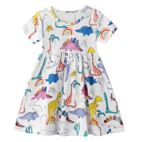 Codkkre Mädchen Kleider Dinosaurier Ostern Geschenke Kleid Prinzessin Sommer Party Festlich Kleid 122 von Codkkre