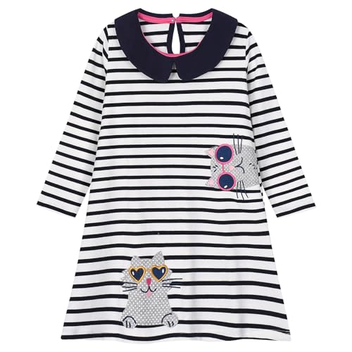 Codkkre Mädchen Kleider Katze Kleid Langarm Baumwolle Herbst Winter T-Shirt Kleider für Mädchen 98 von Codkkre
