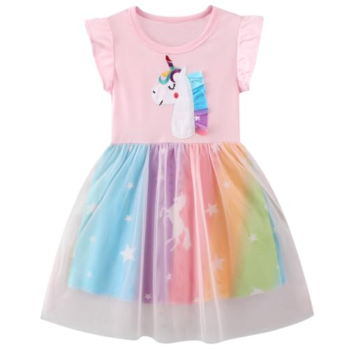 Codkkre Mädchen Kleider Ostern Geschenke Einhorn Kleid Prinzessin Tüll Sommer Party Festlich Kleid 110 von Codkkre