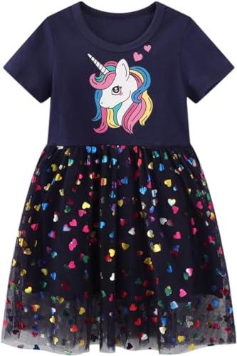 Codkkre Mädchen Kleider Ostern Geschenke Einhorn Kleid Prinzessin Tüll Sommer Party Festlich Kleid 110 von Codkkre