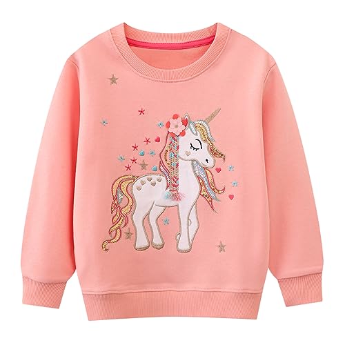 Codkkre Sweatshirt Mädchen Pullover für Kinder Süß Cartoon Sweater Mädchen Langarmshirts aus Baumwolle Alter 2-10 Jahre, 134, Stil 3 von Codkkre