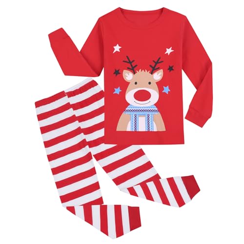 Codkkre Weihnachts Schlafanzug Kinder Unisex Jungen Mädchen Weihnachten Nachtwäsche Langarm Baumwolle Christmas Pyjama Set, Stil 5, 2 Jahre von Codkkre