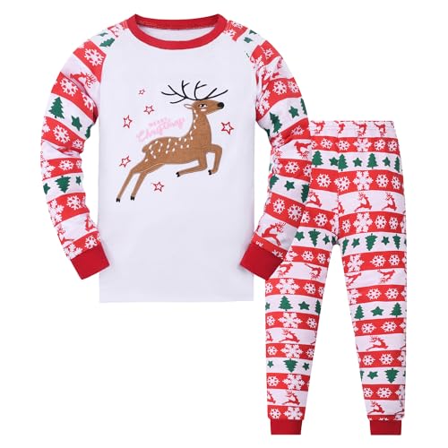 Codkkre Weihnachts Schlafanzug Kinder Unisex Jungen Mädchen Weihnachten Nachtwäsche Langarm Baumwolle Christmas Pyjama Set 2-12 Jahre, Stil 3, 12 Jahre von Codkkre