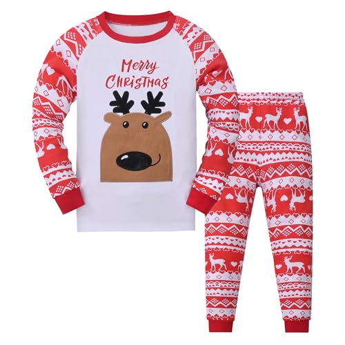 Codkkre Weihnachts Schlafanzug Kinder Unisex Jungen Mädchen Weihnachten Nachtwäsche Langarm Baumwolle Christmas Pyjama Set 2-12 Jahre, Stil 4, 10 Jahre von Codkkre