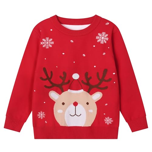 Codkkre Weihnachtspullover Kleinkind Weihnachts Sweatshirt Kinder Mädchen Jungen Weihnachten Pullover Baby Junge Weihnachtspulli Weihnachtskleidung (Weihnachtsbär/Rot 1, 104) von Codkkre