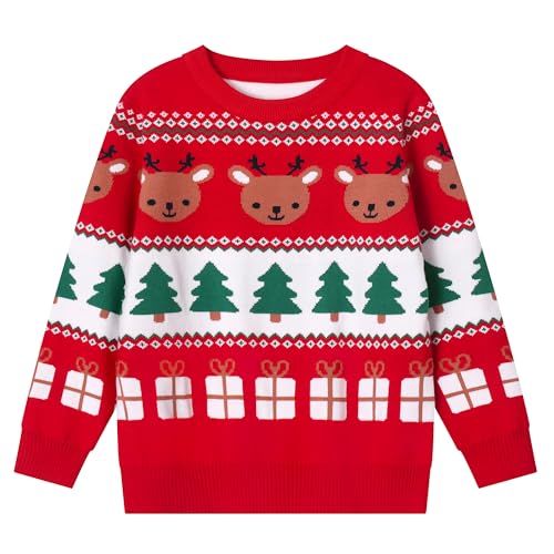 Codkkre Weihnachtspullover Kleinkind Weihnachts Sweatshirt Kinder Mädchen Jungen Weihnachten Pullover Baby Junge Weihnachtspulli Weihnachtskleidung Rot 1, 98 von Codkkre