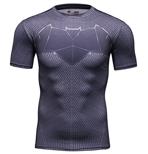 Cody Lundin® Herren Kompressionsshirt, bedruckt, kurzarm, für Sport / Fitness / Training / Laufen, T-Shirt für Männer Gr. XL, Batman B von Cody Lundin