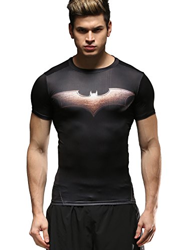 Cody Lundin® T-Shirt/Fitness-/Kompressionsshirt für Herren, Rundhals, Kurzarm, Motiv: Superhelden, Superhero, schwarz, JS-6001TL L von Cody Lundin