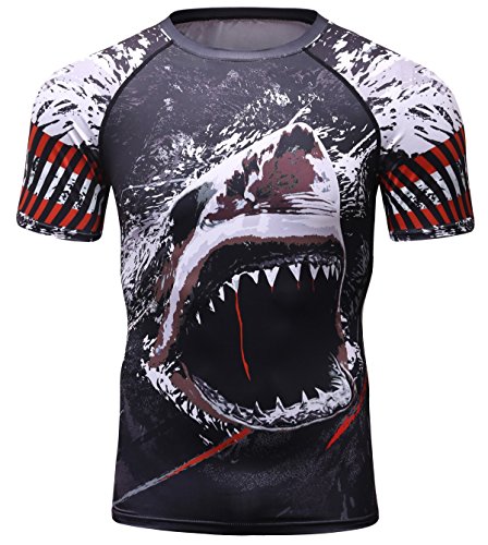 Cody Lundin 3D Druck Kompression T-Shirt für Herren Tight Quick Dry Sport Shirt (Lila schwarz, L) von Cody Lundin