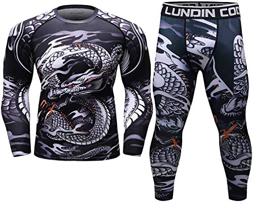 Cody Lundin Ensemble de compression pour hommes Chemise et pantalon de compression à manches longues Haut à manches longues Sports Maillot de corps moulant à séchage rapide pour hommes von Cody Lundin