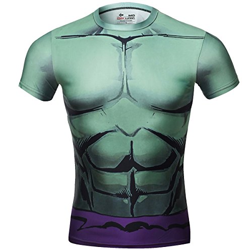 Cody Lundin Film-Superheld-Shirt (Riese) kurzärmeliges Herren-Fitness-Kompressions-Shirt, grün, Verde Gigante, XL von Cody Lundin