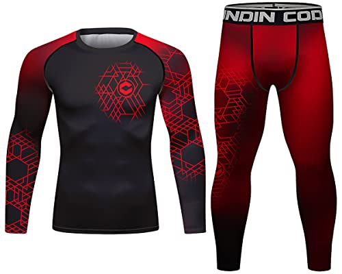 Cody Lundin Herren Kompressions-Set – Langarm und Hose – Sport Enge Basisschicht Outdoor Sport Stil Einfachheit Fitness Anzug für Herren, Stil T, M von Cody Lundin