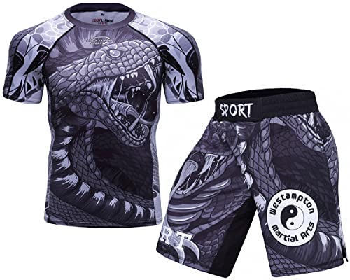 Cody Lundin Herren Kompressions-Shorts Kurzarm und Thai-Shorts für MMA Kickboxen Training - Sportanzug, Stil M, Größe M von Cody Lundin