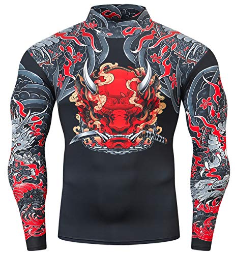 Cody Lundin Herren Kompression Sport Quiky-Dry Gedruckt Langarm Shirt Männer Sport Outdoor Gemischte Farbe Lange Ärmel Top, Stil Rr, L von Cody Lundin