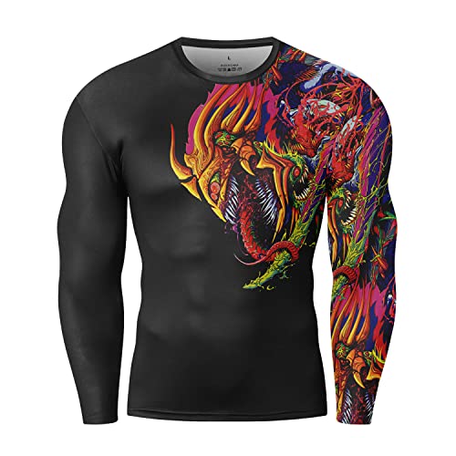 Cody Lundin Herren Kompression Sport Quiky-Dry Gedruckt Langarm Shirt Männer Sport Outdoor Gemischte Farbe Lange Ärmel Top, Stil Ww, XL von Cody Lundin