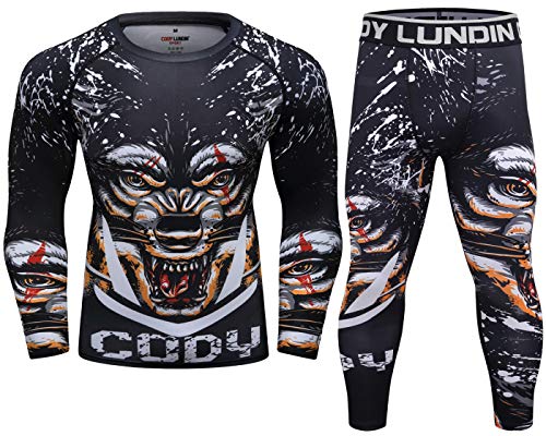Cody Lundin Kompressions-Set für Herren, langärmelig, Kompressionsshirt und Hose, Oberteil, langärmelig, Sport, enganliegend, schnelltrocknend, Fitnessanzug für Herren (Stil X, XL), Stil X von Cody Lundin