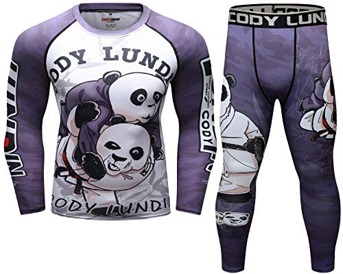 Cody Lundin Kompressionsset Herren Langarm Kompressionsshirt und Hose Top Langarm Sport Enge Basisschicht Schnell Trocknend Fitnessanzug für Herren, Stil R, XXL von Cody Lundin