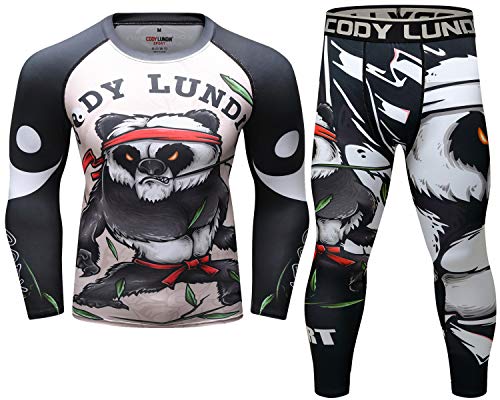 Cody Lundin Kompressions-Set für Herren, langärmelig, Kompressionsshirt und Hose, Oberteil, langärmelig, Sport, enganliegend, schnelltrocknend, Fitnessanzug für Herren, Stil T, L von Cody Lundin