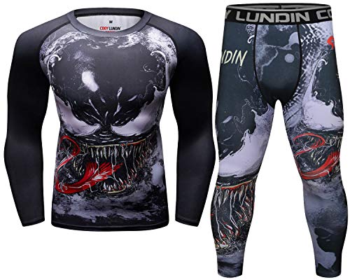 Cody Lundin Kompressionsset Herren Langarm Kompressionsshirt und Hose Top Langarm Sport Enge Basisschicht Schnell Trocknen Fitnessanzug für Herren, Style N, L von Cody Lundin