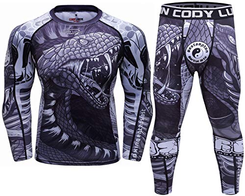 Cody Lundin Kompressionsset Herren Langarm Kompressionsshirt und Hose Top Langarm Sport Tight Base Layer Schnell Trocken Fitnessanzug für Männer, Stil CC, L von Cody Lundin