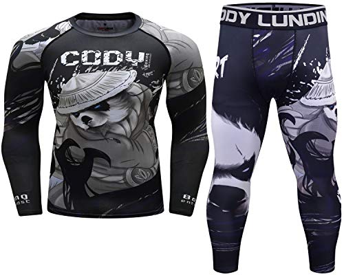 Cody Lundin Kompressionsset Herren Langarm Kompressionsshirt und Hose Top Langarm Sport Tight Base Layer Schnell Trocken Fitnessanzug für Männer, Stil Aa, L von Cody Lundin