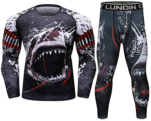 Cody Lundin Kompressionsset Herren Langarm Kompressionsshirt und Hose Top Langarm Sport Enge Basisschicht Schnell Trocknen Fitnessanzug für Herren, Stil I, XL von Cody Lundin