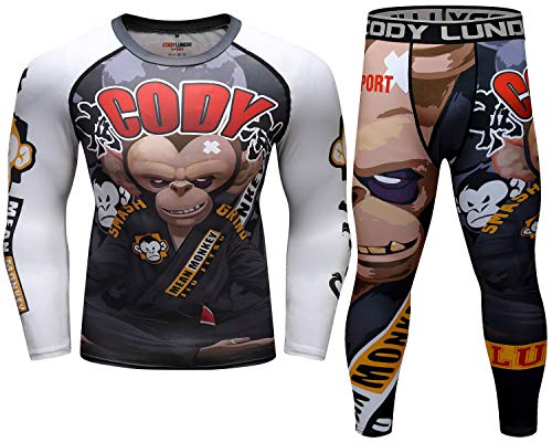 Cody Lundin Kompressions-Set für Herren, langärmelig, Kompressionsshirt und Hose, Oberteil, langärmelig, Sport, enganliegend, schnelltrocknend, Fitnessanzug für Herren, Stil V, M von Cody Lundin