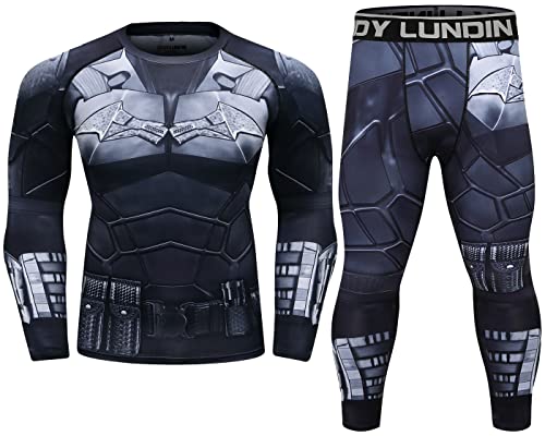 Cody Lundin Kompressionsset Herren Langarm Kompressionsshirt und Hose Top Shirt Langarm Sport Enge Basisschicht Schnell Trocknend Fitnessanzug für Herren, Style A, M von Cody Lundin