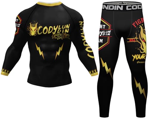 Cody Lundin Kompressionsset für Herren, langärmeliges Oberteil, lange Hose für Outdoor-Sportbekleidung, bedruckt, kühles trockenes Shirt für Laufen, Training, Sportshirt, schweißfreie Sporthose, von Cody Lundin