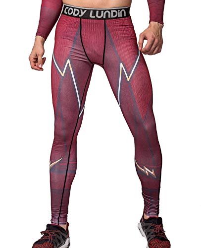 Cody Lundin Männer Blitz/Blitz gedruckt rot Fitness Leggings männliche Partei Dating Laufen Lange Sport Hosen (L) von Cody Lundin