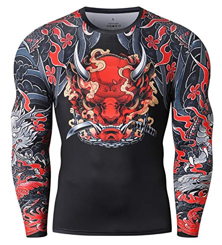 Cody Lundin Männer Kompressionshemd T-Shirt mit 3D-Druck Gym Tight Tops Langarm-Kompressionshemd für Männer, Style N, M von Cody Lundin