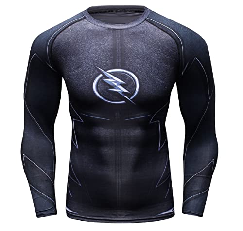 Cody Lundin Männer Superhelden Serie Party Shirt Männlich Motion Joging Party im Freien Stil Sport Long Sleeve (Black Lightning, L) von Cody Lundin