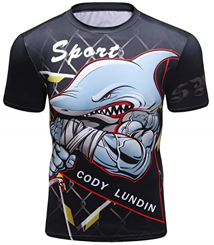 Cody Lundin Männer Tight Compression T-Shirt Fitness Shirt Sport Schnell Trocknend T-Shirts Lauf Kurzarm (schwarz1, XL) von Cody Lundin