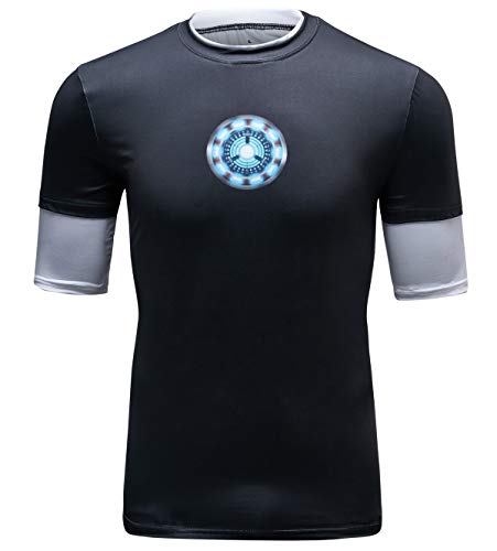 Cody Lundin Mens Tight Sport Kurze Ärmel und Unterhemd Super Hero Series Weiche Fitness-Oberteile für Männer (Kurze Ärmel, M) von Cody Lundin