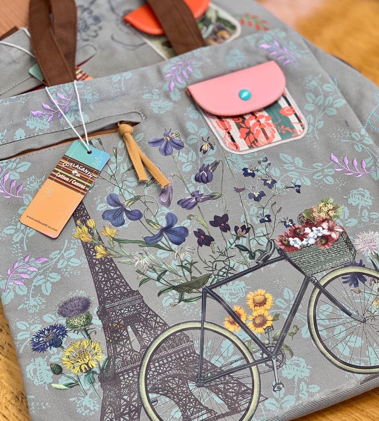 Paris Trip - Bestickte Canvas Schultertasche Fun Bag Eiffelturm Fahrrad Vintage Style Travel Shopping Tote Paris Trip - Bestickte Canvas Schultertasche Fun Bag Eiffelturm Fahrrad Vintage Style Travel Shopping Tote von CoelacanthGifts