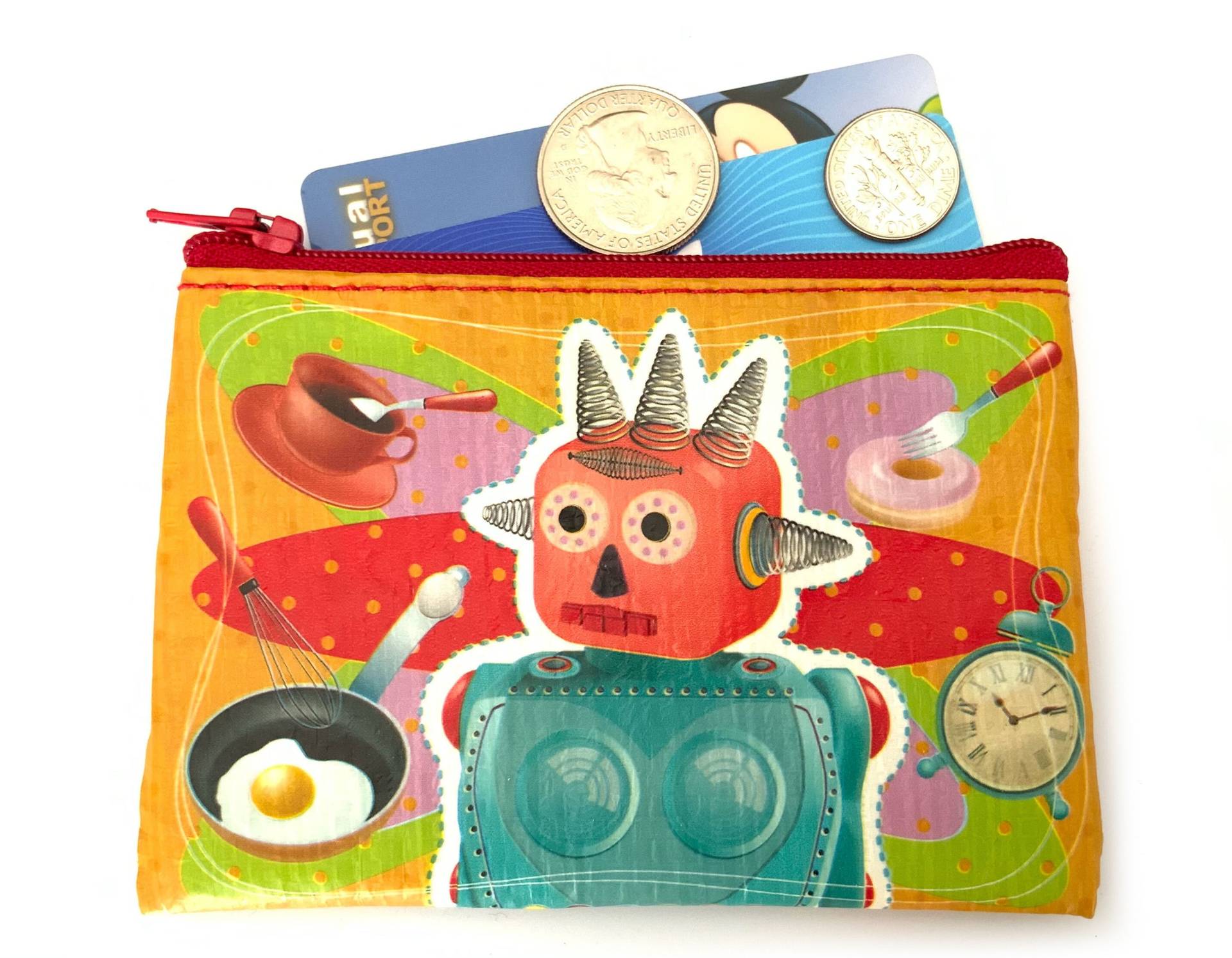 Super Mom - Recycled Id Geldbörse, Retro Roboter Blechspielzeug Spaß Geldbörsen Leicht Reisestil Geldkarten Make-Up Mehrzweck Super Mom - Recycled Id Geldbörse, Retro Roboter Blechspielzeug Spaß Geldbörsen Leicht Reisestil Geldkarten Make-Up Mehrzweck von CoelacanthGifts