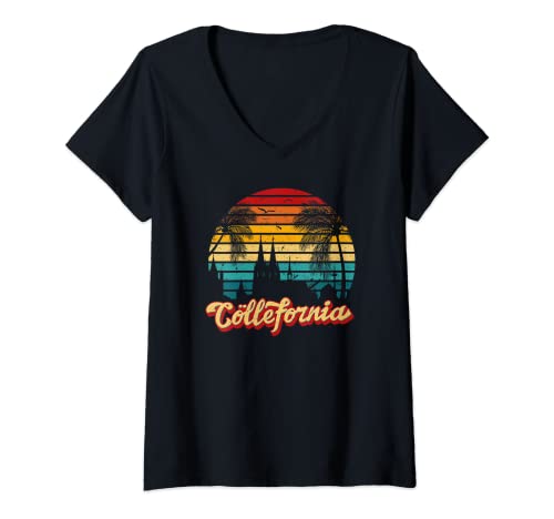 Damen Cöllefornia Sommer in Köln T-Shirt mit V-Ausschnitt von Cöllefornia Köllefornia