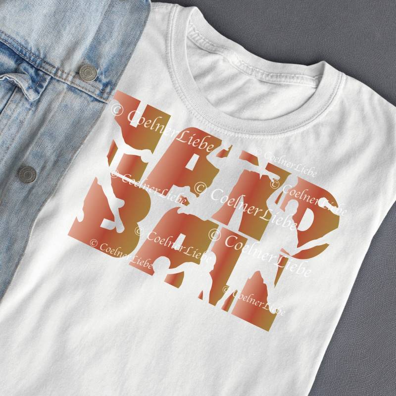 Bügelbild Schriftzug Handball, Spieler Silhouetten, Individualisierbar von CoelnerLiebe