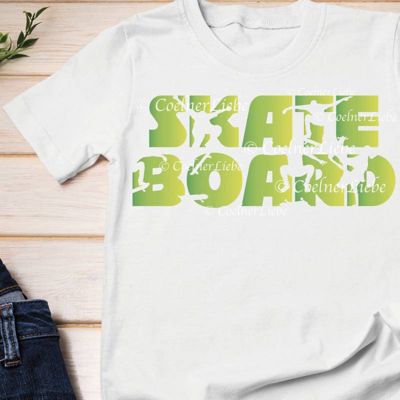 Bügelbild Schriftzug Skateboard, Silhouetten von CoelnerLiebe