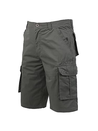 Coevals Club Herren Cargo Shorts Kurze Hose Bermuda Sommer Herrenshorts Casual Relaxed fit Twill Multi Pockets Outdoor Hosen (#1 Gray, 34) von Coevals Club