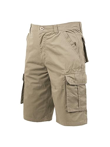 Coevals Club Herren Cargo Shorts Kurze Hose Bermuda Sommer Herrenshorts Casual Relaxed fit Twill Multi Pockets Outdoor Hosen (#2 Khaki, 32) von Coevals Club