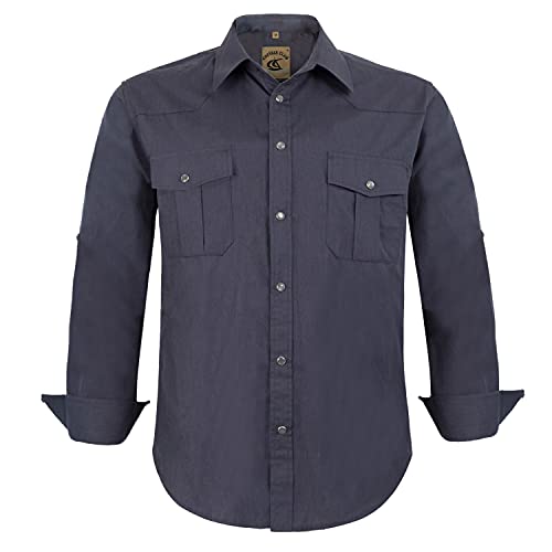 Coevals Club Herren Druckknöpfen Unifarben Anzug Regular Fit Langarmhemd Freizeitniederknöpfen Hemd Männer Bügelleichtes Business Hemd (Grau #1 3XL) von Coevals Club