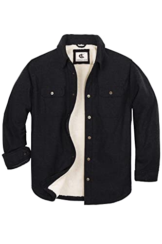 Coevals Club Herren Flanell Jacke Hemd Sherpa Holzfällerhemd Flanellhemd Langarm Kariertes Druckknöpfe Baumwolle Winter Hemd (Schwarz #9 L) von Coevals Club