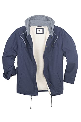 Coevals Club Herren Flanell Jacke Hemd Sherpa Holzfällerhemd Flanellhemd Langarm Kariertes Druckknöpfe Baumwolle Winter Hemd Kapuze (Marineblau #16 XL) von Coevals Club